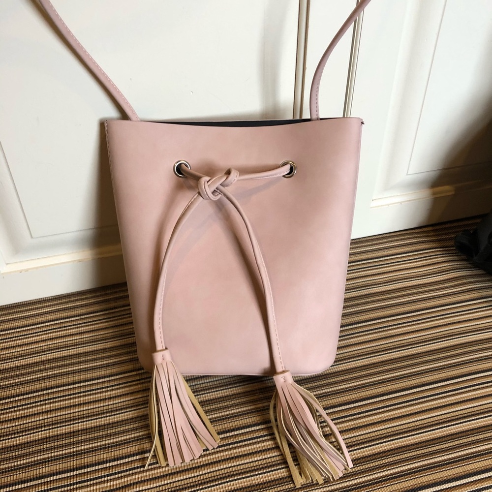 Blush Pink Cross Body Bag w/ Tassels